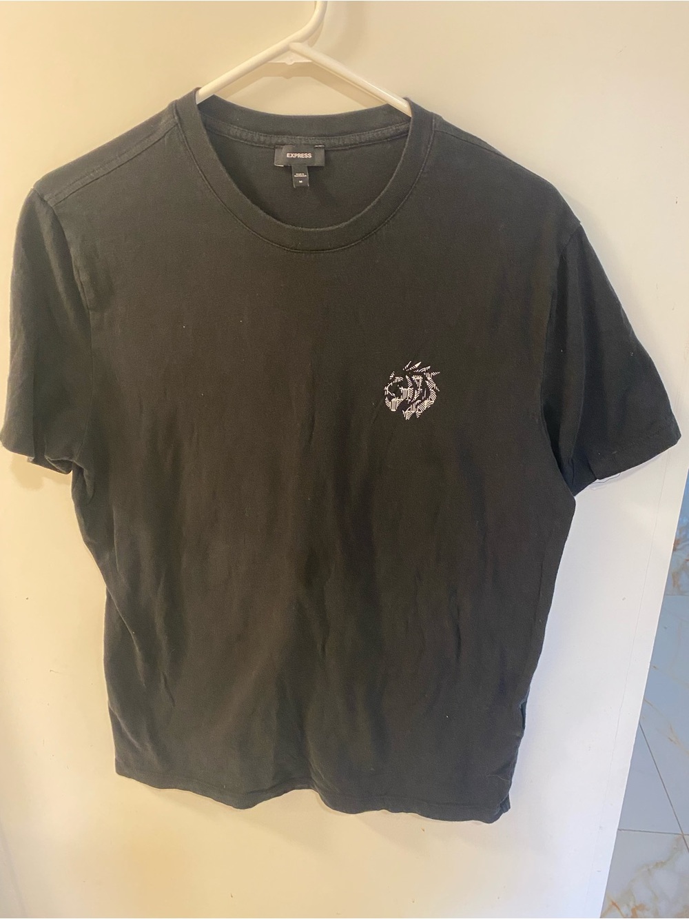 Express Black Short Sleeve Crew Neck T-Shirt with White Logo